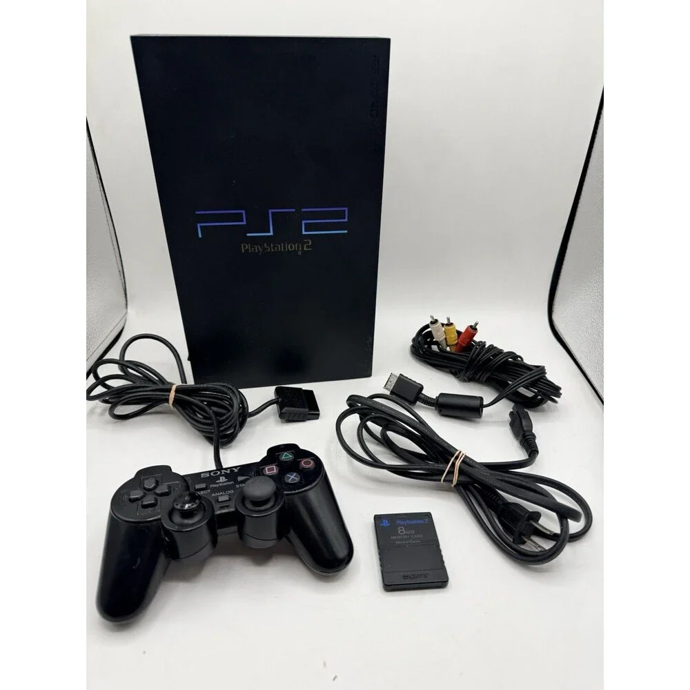 PlayStation 2 PS2 Fat Console SCPH-50001 w/ Remote Power Supply Memory & AV Cord